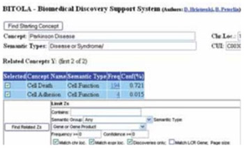 Using the BITOLA system to identify candidate genes for Parkinson's disease